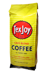 TexJoy Café Blend Coffee TexJoy, coffee, cafe, café, roast, bold, rich, aroma, arabica, pure, founders, choice, mild, robust